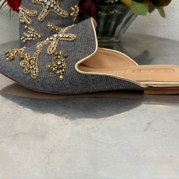 ANTONIO MELANI METALLIC FLAT SLIDES OUTLINED WITH A STARFISH THEME - Picture 5 of 8